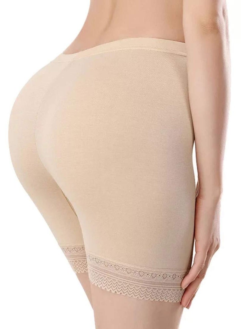 Glamroot Women's/Girl's Cotton Lycra Stretchable Lace Cycling Shorts/Under Skirt Shorts Safety Shorts,Beige/White - Image 3
