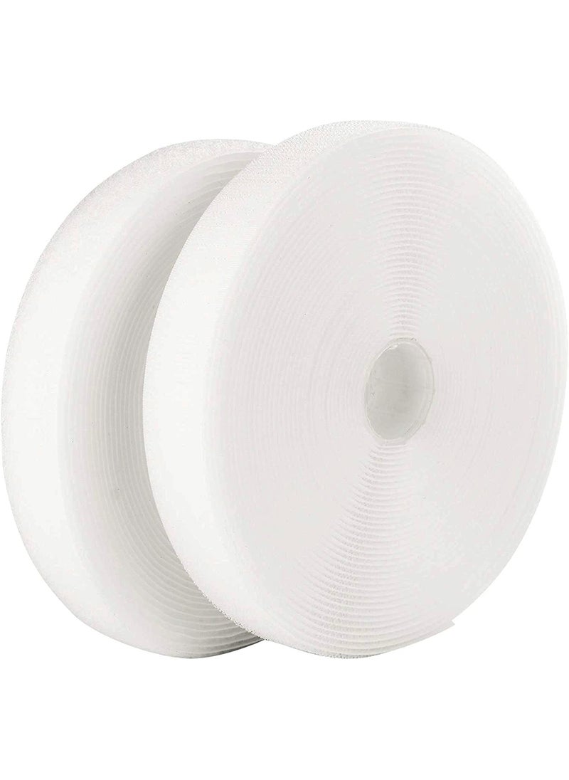 LLPT LLPT Sew On Hook and Loop Tape Industrial Strength Nylon Fabric 1 Inch x 33 Feet Each Roll No Adhesive Hook Loop Strip for Sewing on DIY Cloth Shoe Curtain Bag Sport Gears Color White NHTW33 