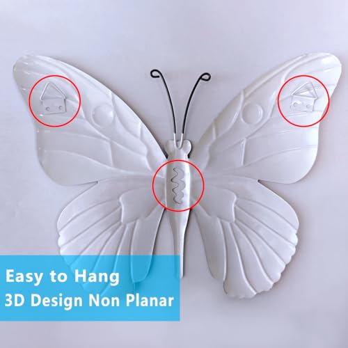 Daogtc Metal Butterfly Wall Decor - 9.6" Outdoor Fence Wall Art Decor, Hanging Decoration for Garden Yard Living Room Bedroom Patio Balcony(4 Pack) - Image 5