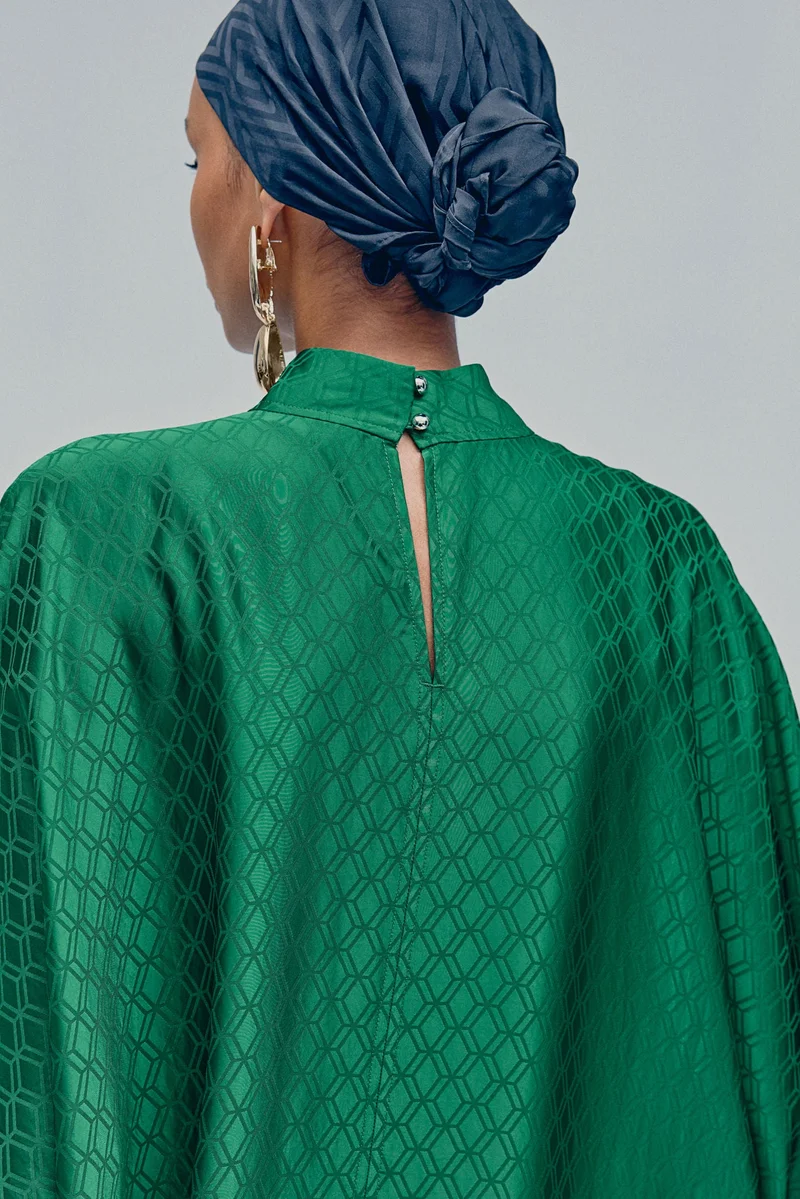 H&M Emerald Jacquard Caftan Dress