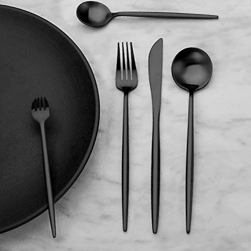 Bettlife Matte Black Silverware Set, Stainless Steel Satin Finish, Flatware Cutlery Set for 4, 20-Piece Spoons and Forks Kitchen Utensil Set, Dishwasher Safe (Matte Black, 20 P) - Image 4