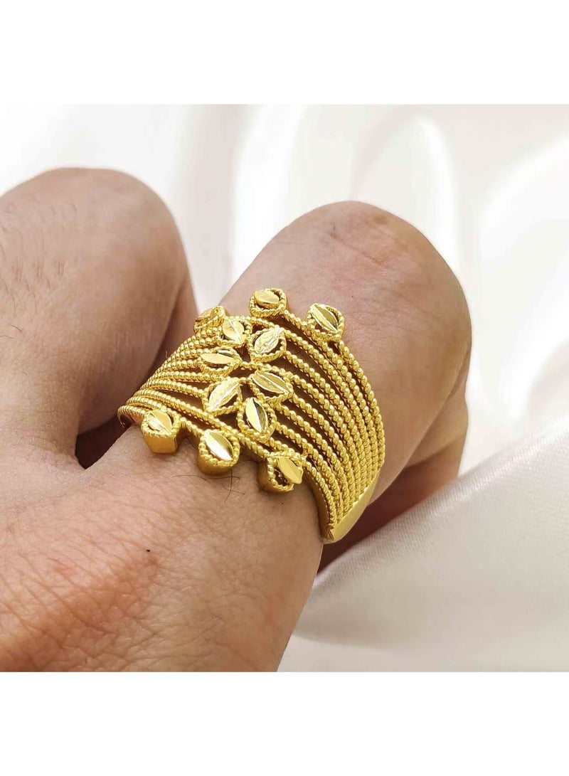 غولدماكس خاتم سيدة مطلي ذهبي مع فتح قابل للتعديل - Image 1