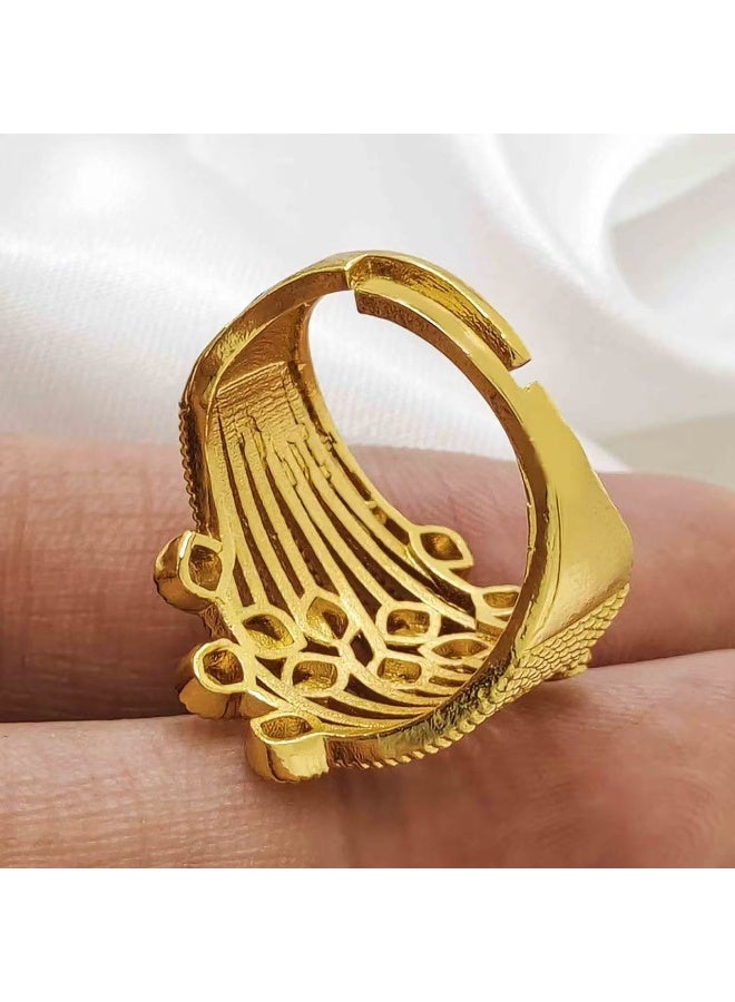 غولدماكس خاتم سيدة مطلي ذهبي مع فتح قابل للتعديل - Image 2