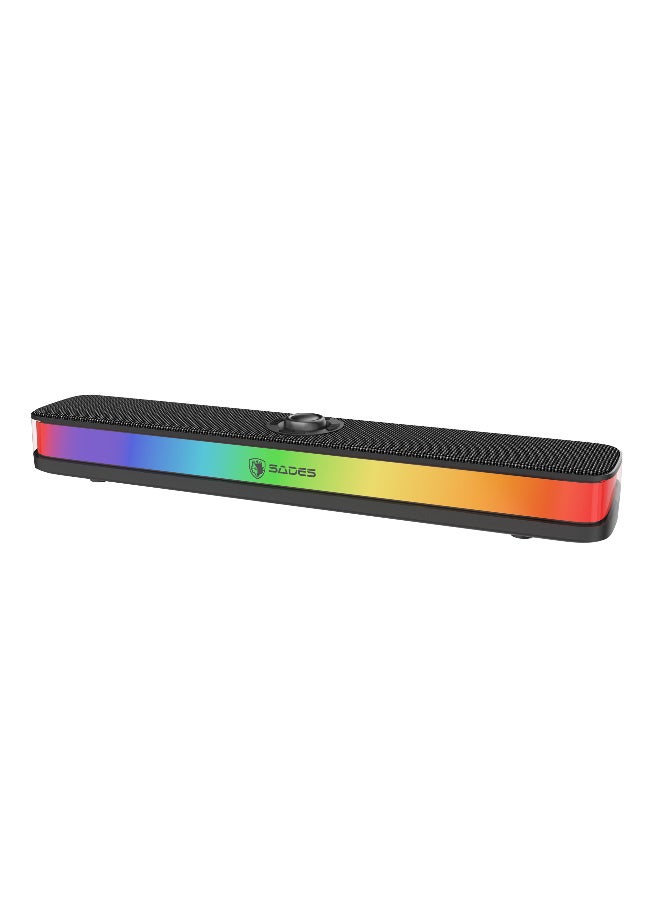 ساديس مكبر صوت ساديس بوزفولت، صوت ستيريو 2.0، بلوتوث 5.3، إضاءة RGB، توصيل وتشغيل USB، تحكم متعدد الوظائف، أسود - Image 5