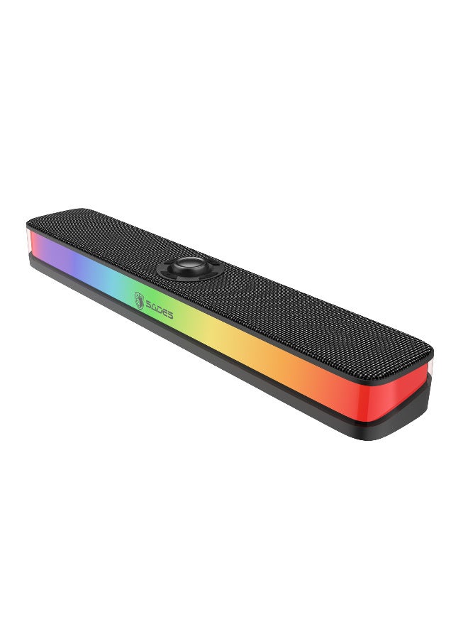 ساديس مكبر صوت ساديس بوزفولت، صوت ستيريو 2.0، بلوتوث 5.3، إضاءة RGB، توصيل وتشغيل USB، تحكم متعدد الوظائف، أسود - Image 4