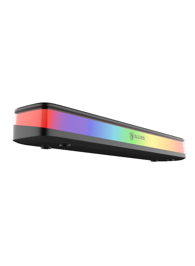 ساديس مكبر صوت ساديس بوزفولت، صوت ستيريو 2.0، بلوتوث 5.3، إضاءة RGB، توصيل وتشغيل USB، تحكم متعدد الوظائف، أسود - Image 1