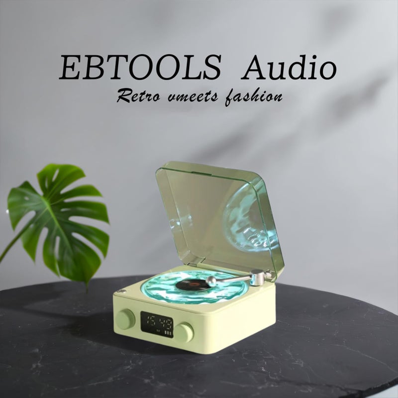 EBTOOLS Record Player & BT Speaker, Old Fashioned Classic with Night Light, Stereo Sound, Small Cordless Speaker for Girls Students Gift (Green) - Image 5