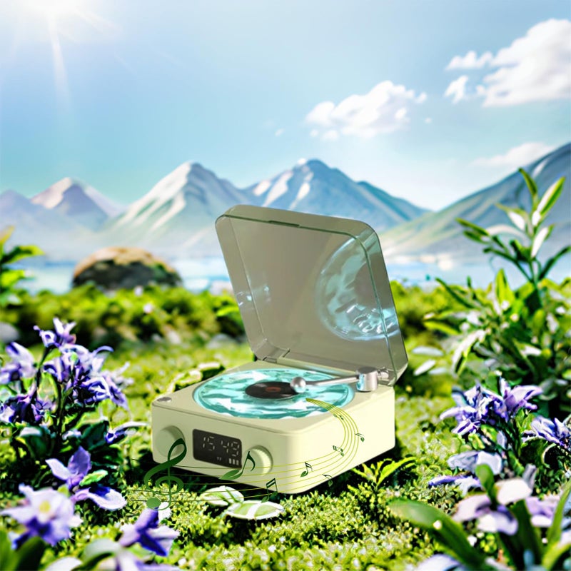 EBTOOLS Record Player & BT Speaker, Old Fashioned Classic with Night Light, Stereo Sound, Small Cordless Speaker for Girls Students Gift (Green) - Image 4