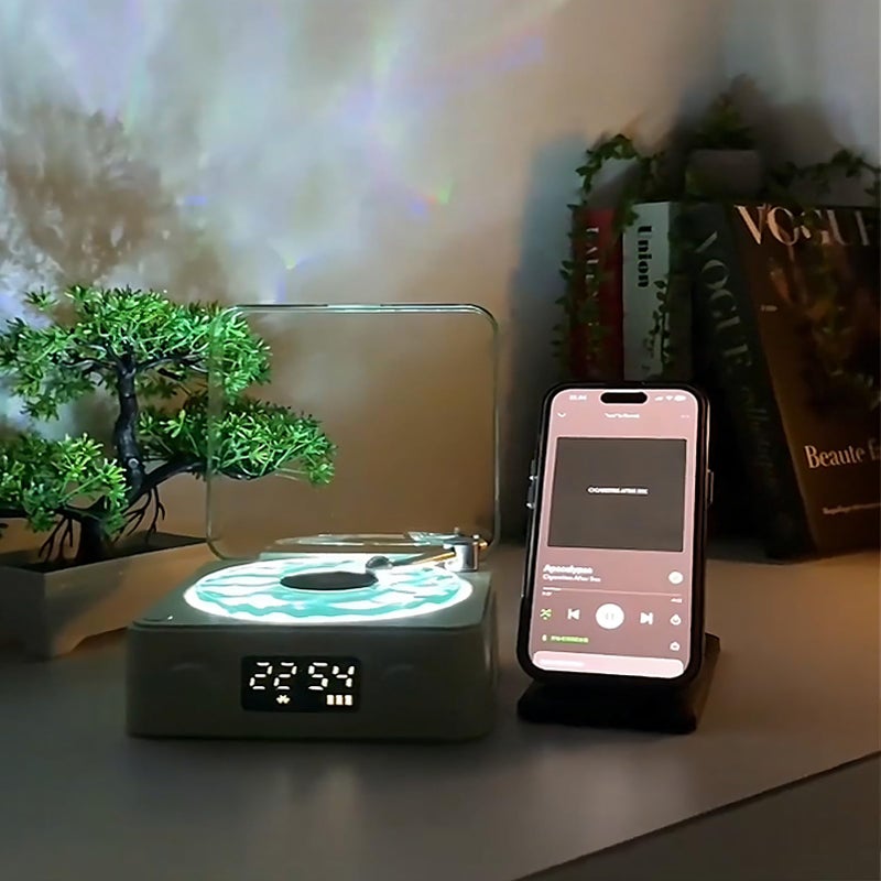EBTOOLS Record Player & BT Speaker, Old Fashioned Classic with Night Light, Stereo Sound, Small Cordless Speaker for Girls Students Gift (Green) - Image 3