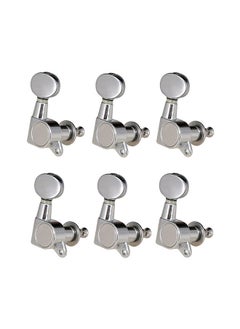 Guitar String Tuning Pegs Tuning Machines Sealed Machine Heads Tuning Keys Oval Button 6 Right For Electric Guitar Or Acoustic Guitar Chrome Silver