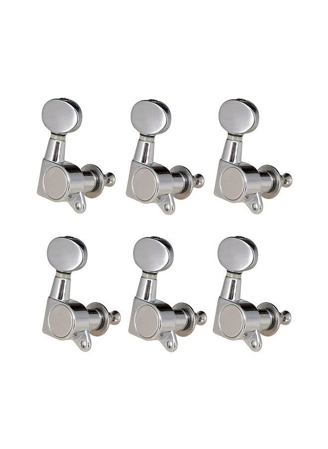 Generic - Guitar String Tuning Pegs Tuning Machines Sealed Machine Heads Tuning Keys Oval Button 6 Right For Electric Guitar Or Acoustic Guitar Chrome Silver - Image 1