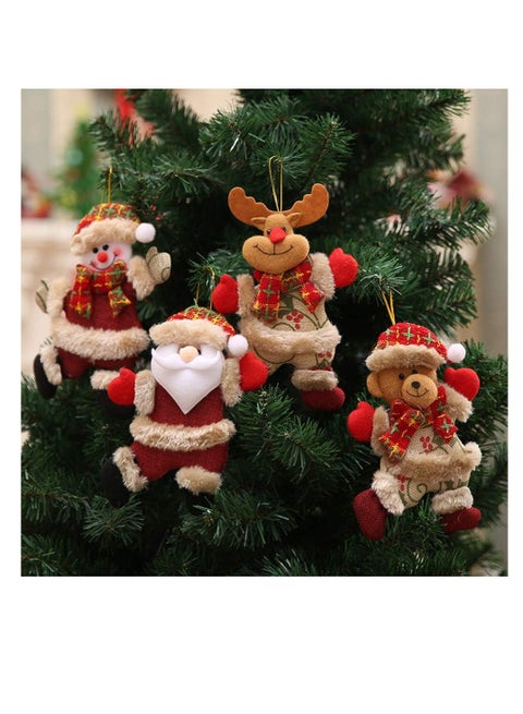 2024Christmas Decorations,4 Pack Xmas Tree Decorations Christmas Ornaments Gift Santa Claus Snowman Tree Toy Doll Hang Decor Merry Christmas Decorative Pendants Party Decor Gifts Home Bedroom