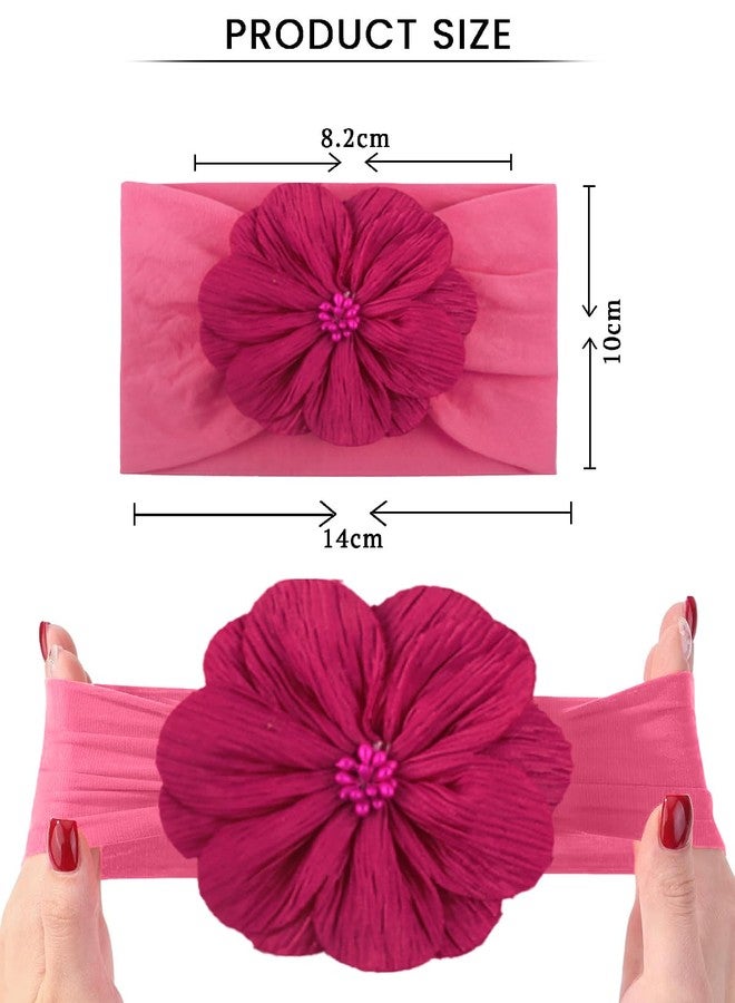 SYGA Baby Headband Nylon Flower Soft Stretchable Hairband for Newborn Infant Toddler Kids For 0-3 Year (Rose Red, Free Size) - Image 3