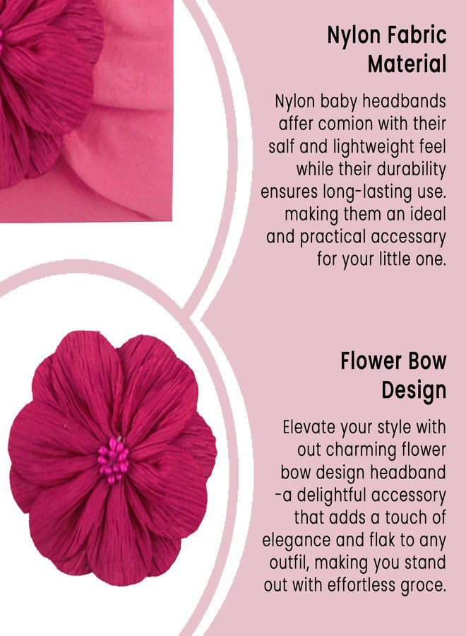 SYGA Baby Headband Nylon Flower Soft Stretchable Hairband for Newborn Infant Toddler Kids For 0-3 Year (Rose Red, Free Size) - Image 4
