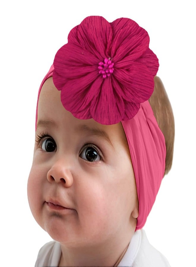 SYGA Baby Headband Nylon Flower Soft Stretchable Hairband for Newborn Infant Toddler Kids For 0-3 Year (Rose Red, Free Size) - Image 1