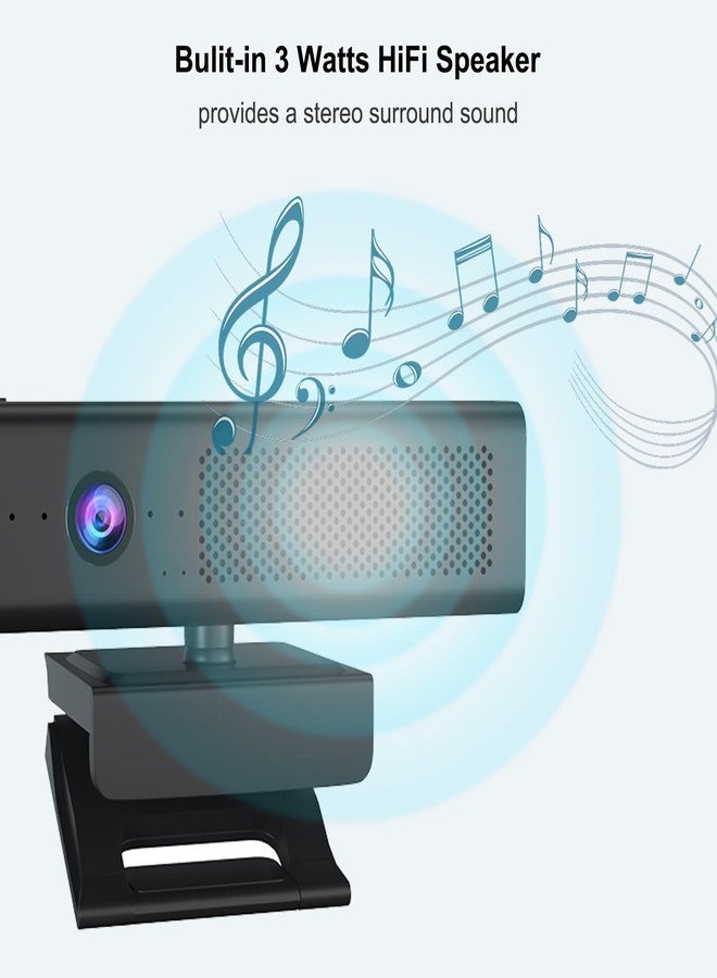 CofunKool Full 1080P HD 3-in-1 Webcam: Camera and Speaker for Desktop Computer with Built-in 4 Microphones, External USB Web Cam with Magnetic Privacy Cover and Mute for Laptop, Streaming, Conference - Image 4