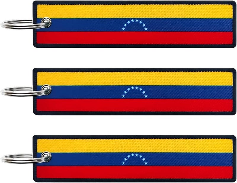 JAVD Venezuela Flag Keychain Tag with Key Ring - Keys, Cars, Motorcycles, Backpacks, Luggage and Gifts - EDC (3 Pack) - Image 1