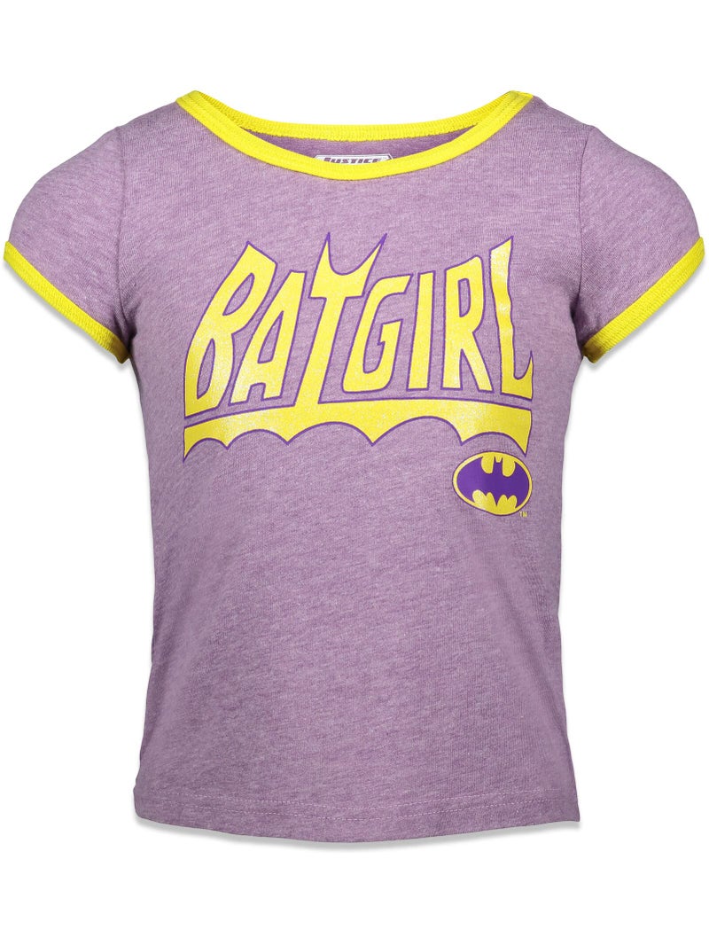 DC Comics Justice League Batgirl Super Girl Wonder Woman Little Girls 3 Pack T-Shirts Red, Purple, and Blue Heather 6-6X - Image 3
