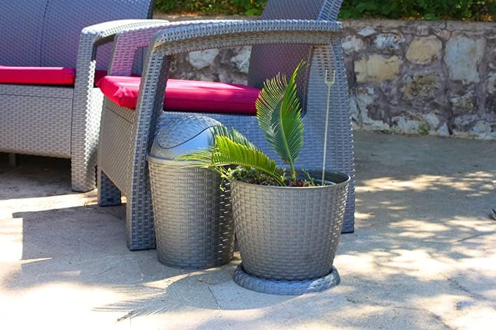 Marcolo 30 cm Rattan-Style Plastic Flower Pot - Elegant Indoor & Outdoor Plant Pot - Image 3