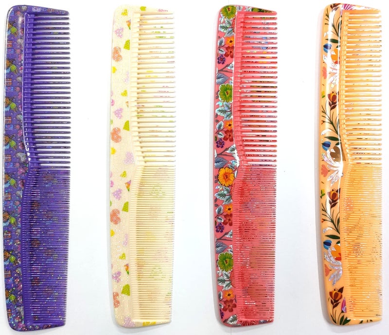 Maple Printed Dressing Detangling Hair Comb Combo Set for Men,Women (Multicolour), Pack of 4 - Image 1