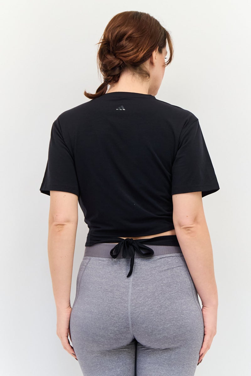 Adidas قمصان تدريب قصيرة الأكمام للنساء، سوداء - Image 3