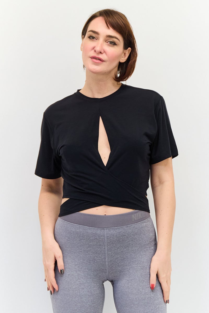 Adidas قمصان تدريب قصيرة الأكمام للنساء، سوداء - Image 1