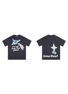 Broken Planet Cartoon Logo Cotton Tee 313 Paris Grey