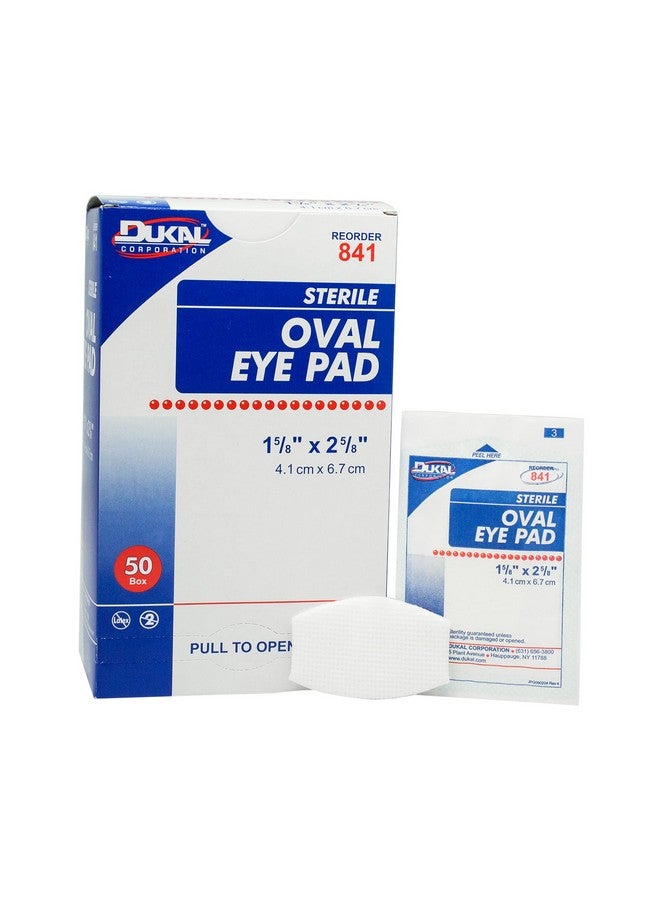 Dukal Oval Eye Pads 1 5/8 x 2 5/8. Pack of 50 Cotton Pads for Eyes. Absorbent Sterile Pads for Eye Protection. Easy Place tab. Individually Wrapped. Sealed Edges, 841 - Image 1