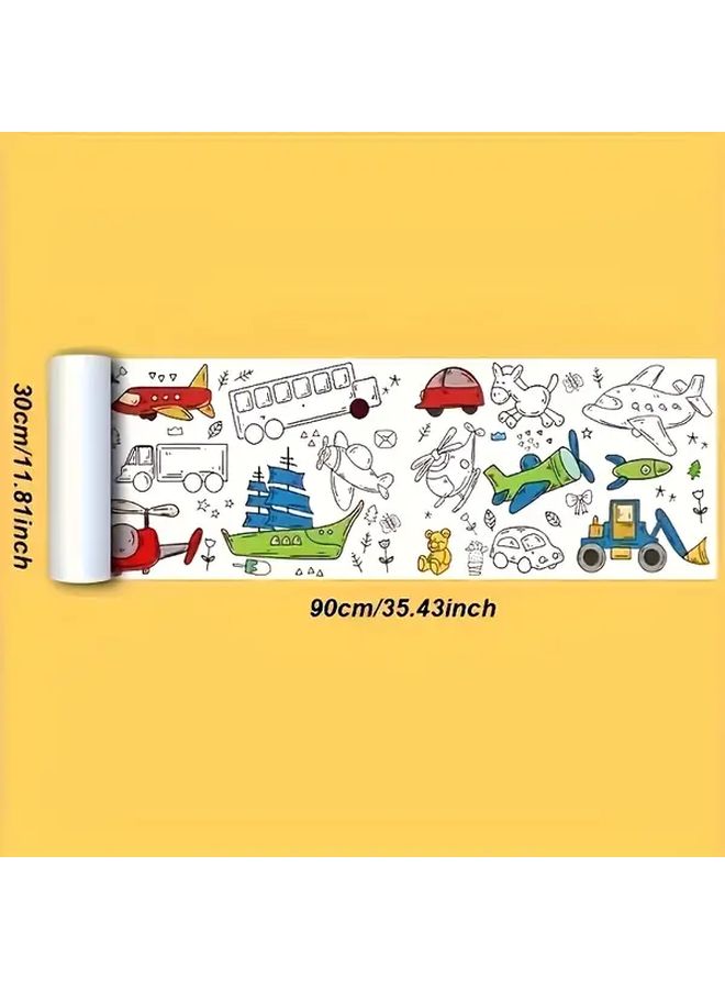 4 Types Kids Drawing Coloring Paper Rolls 141 173 181 Inches Vibrant Animal And Food Designs For Artistic Expression Learning New Year Gift Art Supplies Playful Design Durable Paper - Image 2