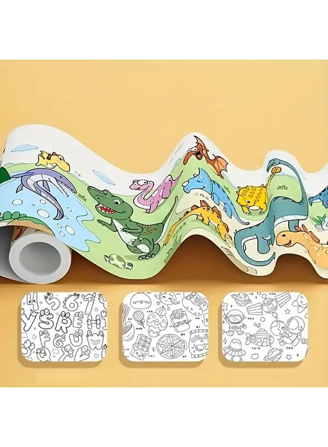 4 Types Kids Drawing Coloring Paper Rolls 141 173 181 Inches Vibrant Animal And Food Designs For Artistic Expression Learning New Year Gift Art Supplies Playful Design Durable Paper - Image 3