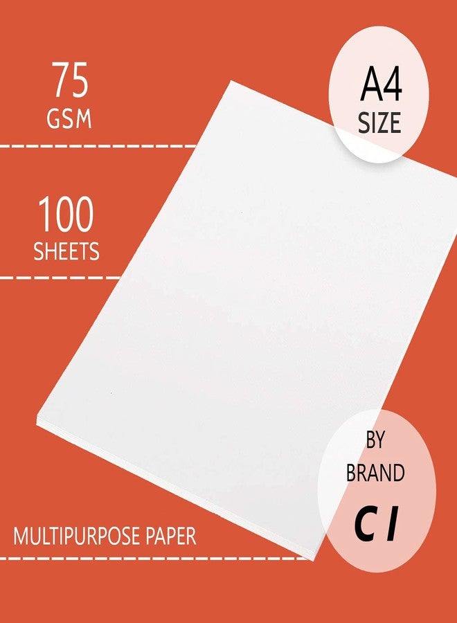 Ci C I - Copier Paper White Sheet Paper for Copy & Multipurpose Paper 75 GSM, A4, 100 Sheets - White | Sheet for Project/Assignment/Practical/Homework | Print Copy Scan White sheet For printer - Image 2