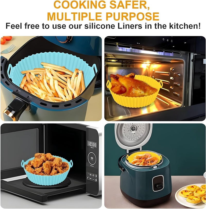JOLYMIT Silicone Air Fryer Basket with Ear Handles NonStick Silicone Sun Flower Shaped Basket Silicone Cake Pan Foldable Basket Air Fryer Liners Silicone Pot Bowl Baking Tray 2 PcsMulticolor - Image 3