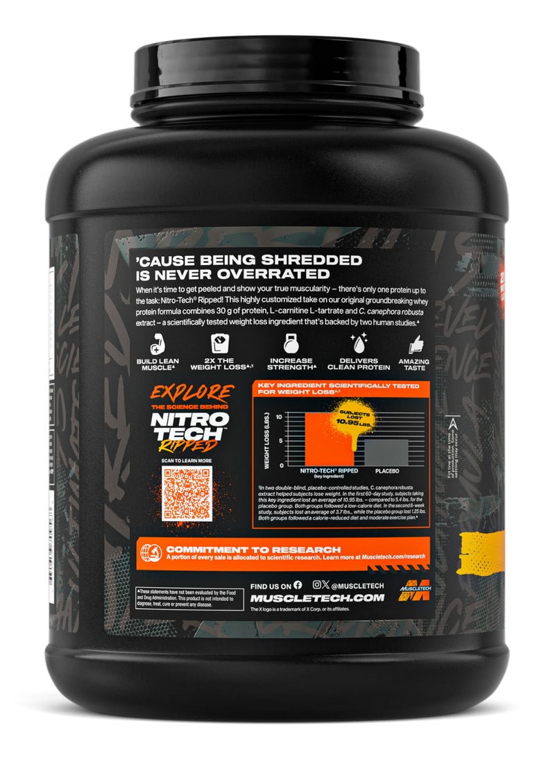 MuscleTech Nitro Tech Ripped Lean Protein + Weight Loss - 2X the Weight Loss - 820mg Ripped Matrix - 30g Protein - Low in Fat - Chocolate Fudge Brownie Flavor - Dietary Supplement - Net Wt 4.02 lbs (1.82kg) - Image 3