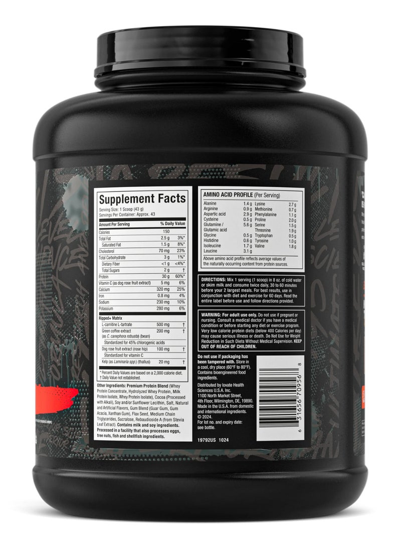 MuscleTech Nitro Tech Ripped Lean Protein + Weight Loss - 2X the Weight Loss - 820mg Ripped Matrix - 30g Protein - Low in Fat - Chocolate Fudge Brownie Flavor - Dietary Supplement - Net Wt 4.02 lbs (1.82kg) - Image 2