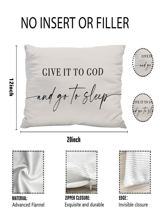 Knibeo Give It to God and Go to Sleep, Decorative Corduroy Pillows Cover for Bed,Corduroy Pillows Cover for Bed,12x20 Inch Pillow Case,Decorative Corduroy Pillows Cover for Room（Cream 12" x 20"） - Image 2