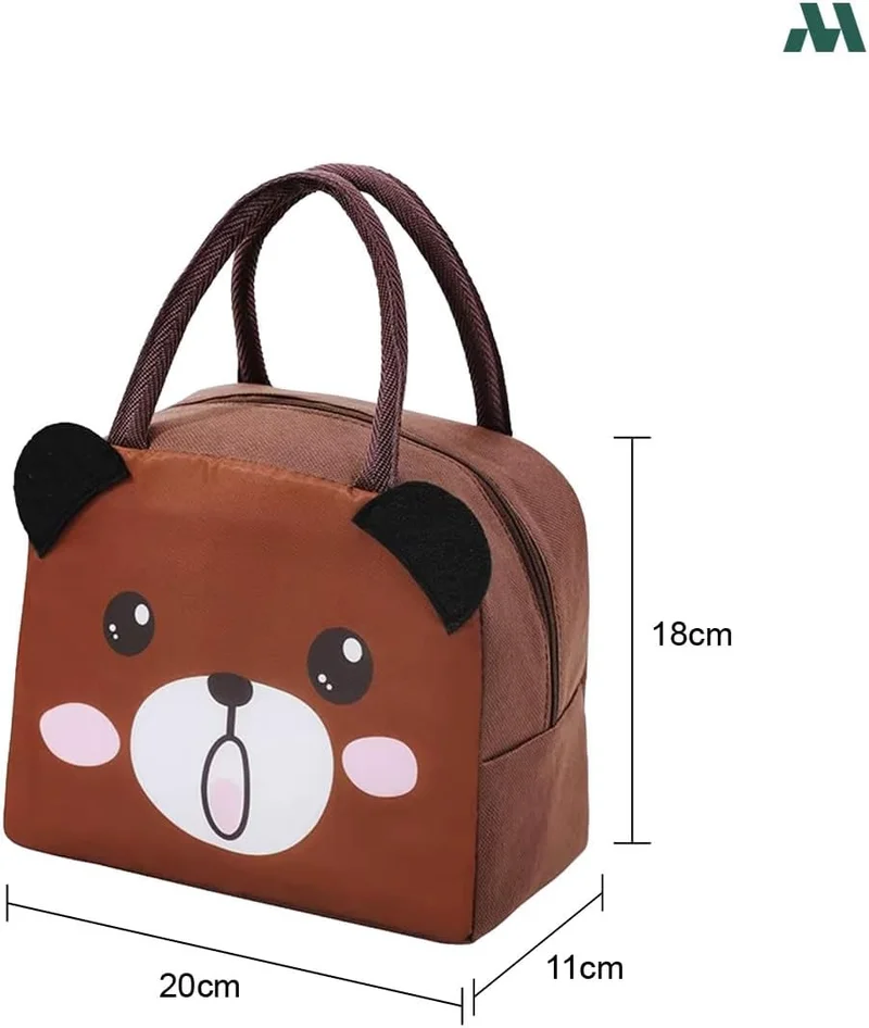 موبكوس حقيبة غداء معزولة كبيرة السعة من موبكوس بتصميم ابتسامة الباندا، لون بني | حقيبة طعام مقاومة للماء والبقع مع خاصية الحفاظ على درجة الحرارة | حقيبة غداء متينة من البوليستر للمكتب والمدرسة