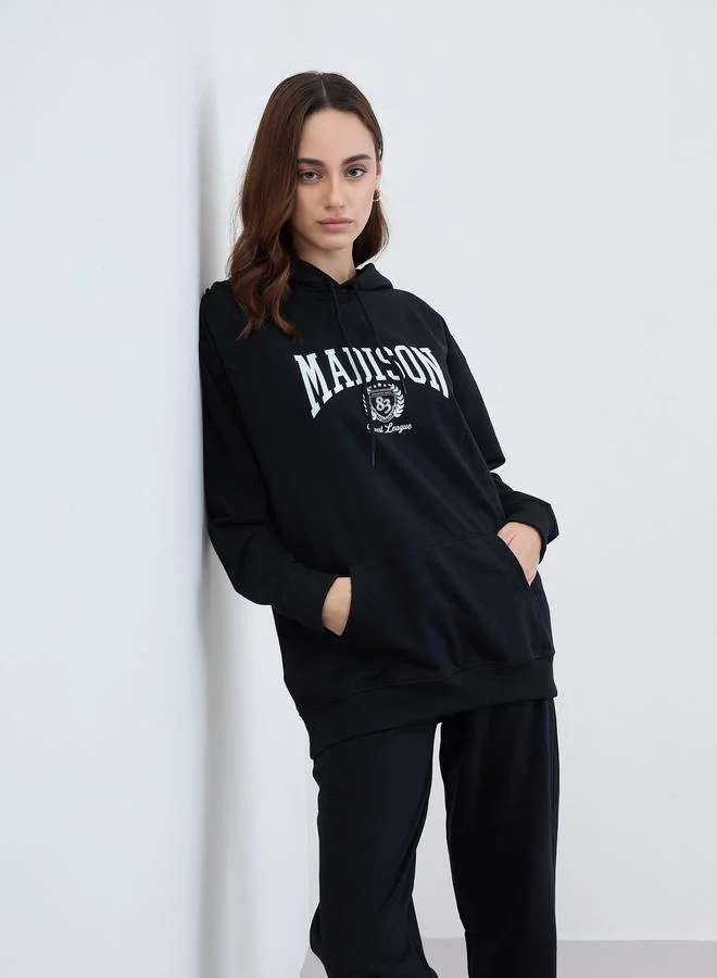 Styli Black Longline Hoodie and Joggers Co-Ords