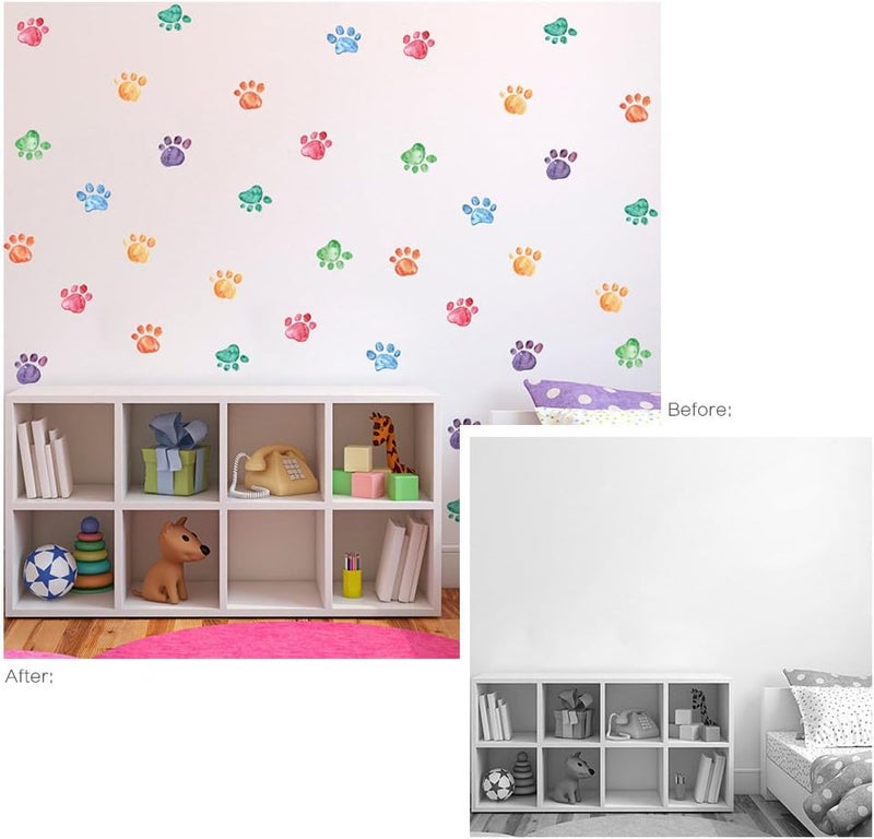 Finduat (Colorful Dog Paw Stickers) - 42 Pcs Colourful Hand Painted Dog Paw Stickers Prints for Wall, Floor Decals, Classroom Home Party Decoration, Home Kid's Room Creative Wallpaper Mural Art Dec - Image 5