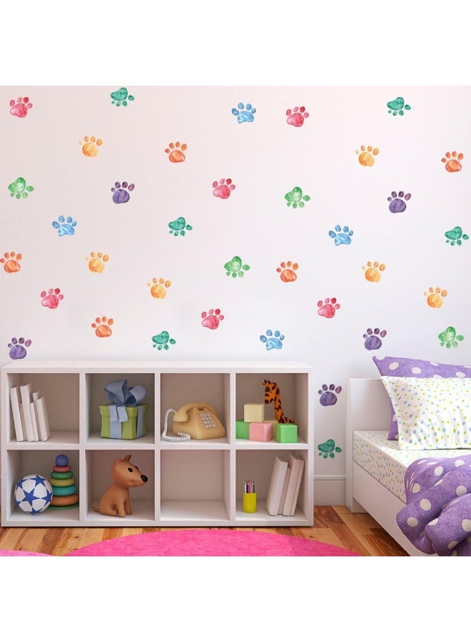 Finduat (Colorful Dog Paw Stickers) - 42 Pcs Colourful Hand Painted Dog Paw Stickers Prints for Wall, Floor Decals, Classroom Home Party Decoration, Home Kid's Room Creative Wallpaper Mural Art Dec - Image 2