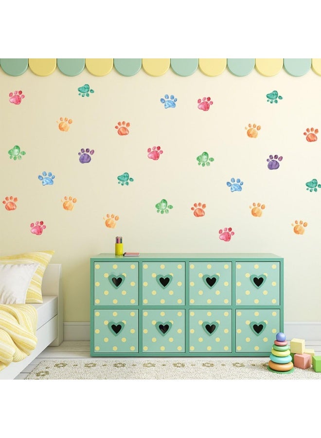 Finduat (Colorful Dog Paw Stickers) - 42 Pcs Colourful Hand Painted Dog Paw Stickers Prints for Wall, Floor Decals, Classroom Home Party Decoration, Home Kid's Room Creative Wallpaper Mural Art Dec - Image 4