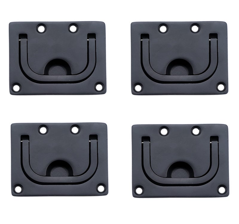 Thorn Boat Flush Hatch Lift Ring Pull Handle 3" Marine Stainless Steel Black Coated with Back Plate 4pcs - Image 1