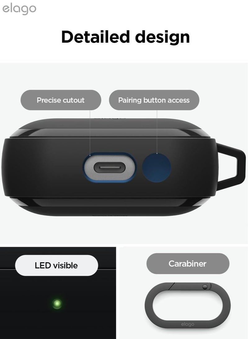 Elago EDC Hang Compatible with Samsung Galaxy Buds3 and Galaxy Buds 3 Pro Case Cover with Carabiner - Black - Image 4