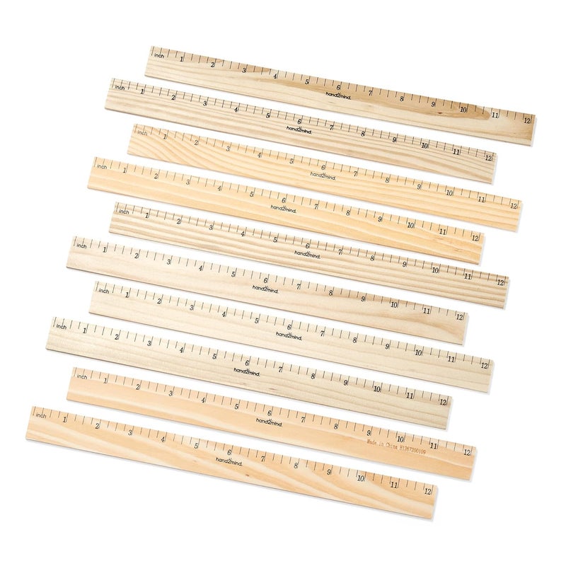 hand2mind hand2mind 12 inch Wood Rulers with 14 Divisions Pack of 10 - Image 1