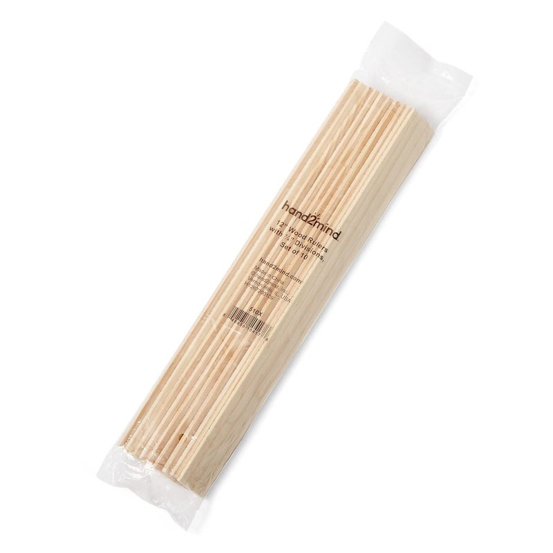 hand2mind hand2mind 12 inch Wood Rulers with 14 Divisions Pack of 10 - Image 3