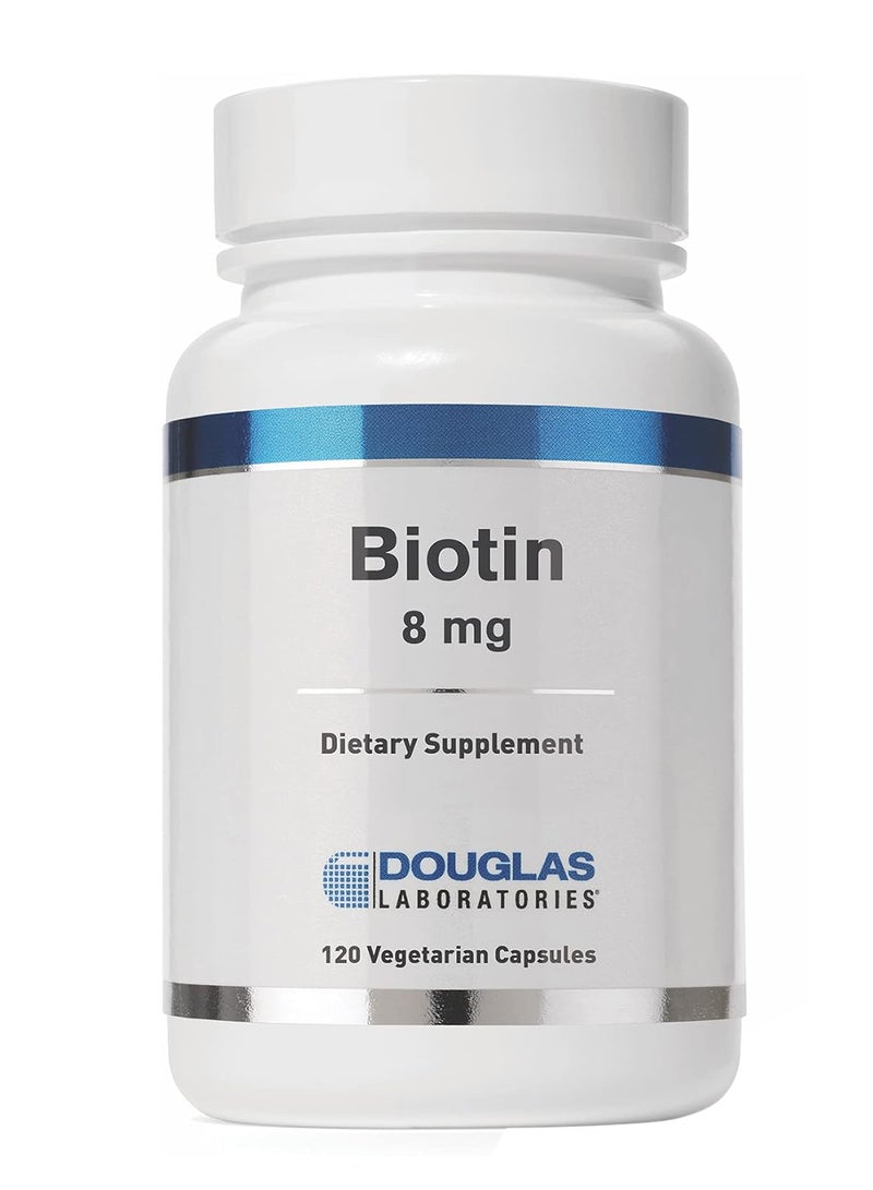 دوغلاس بيوتين 8 ملغ فيتامين ب7 لدعم إنتاج إنزيمات استقلاب الجلوكوز ووظيفة الأعصاب 120 كبسولة - Image 1