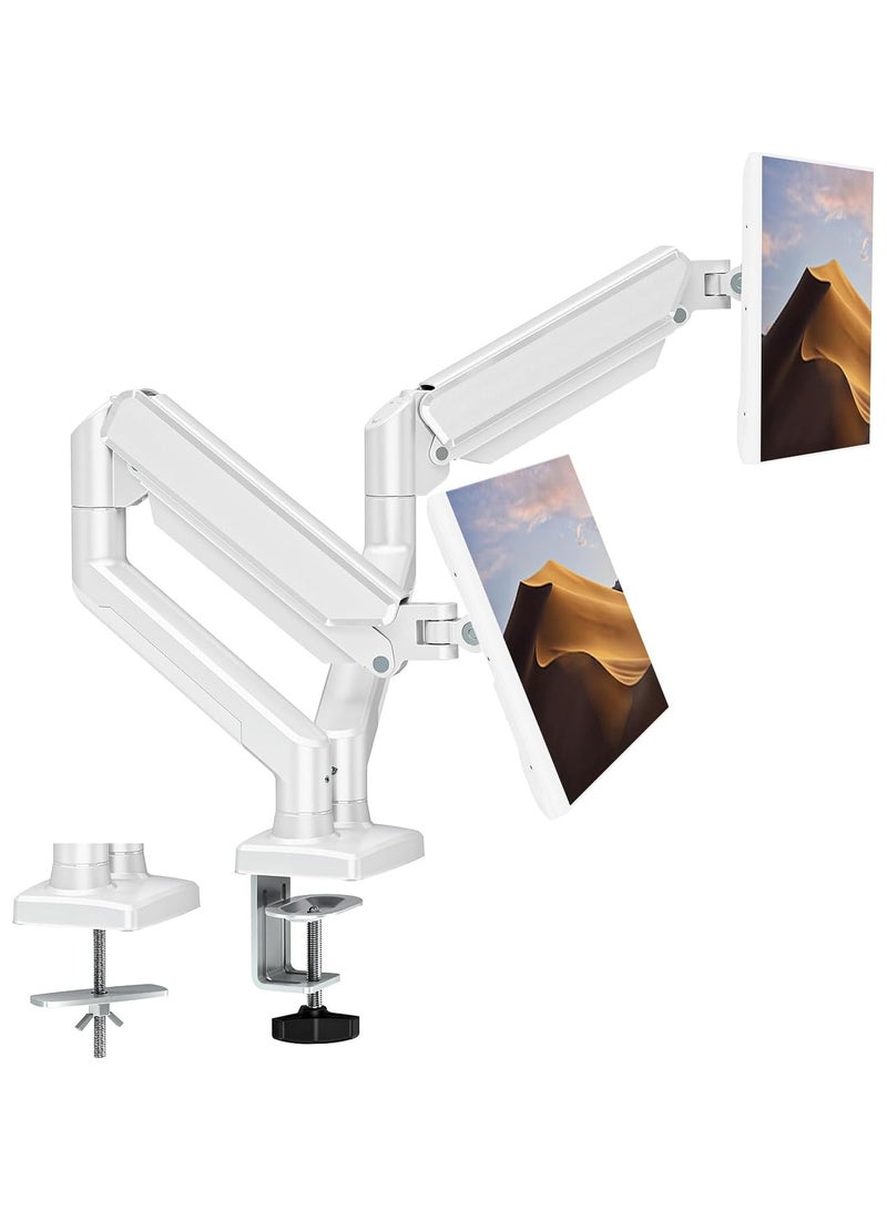 ارواق دعامة ذراع تلسكوبية تحوم مجانًا، قاعدة دعم 13-32 بوصة، دعامة عرض زنبركية غازية مزدوجة الشاشة - Image 1