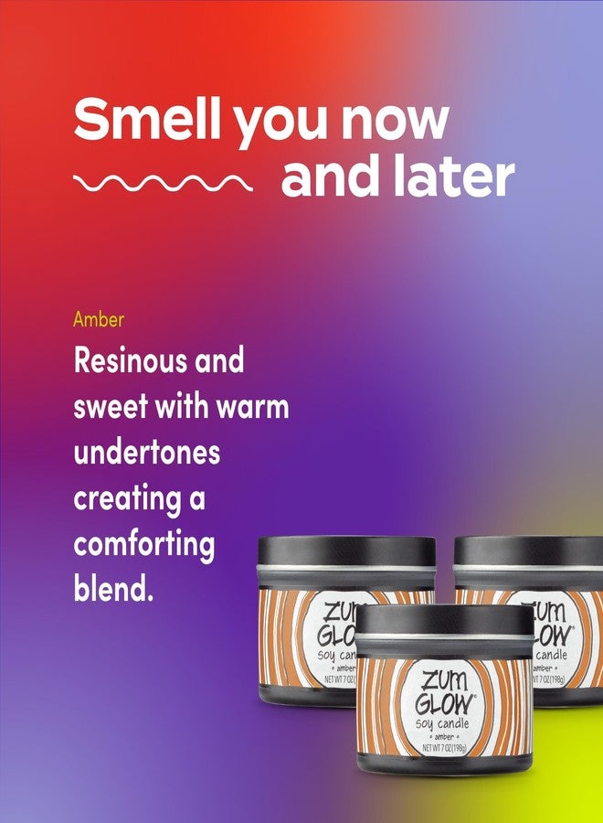 Zum Indigo Wild Glow Amber Candle - Soy Wax Candle with Lead-Free Wick - Relaxing Candles Scented with Essential Oils - Long-Lasting Scented Candles - 30-Hour Burn Time - 7 oz (Pack of 3) - Image 3