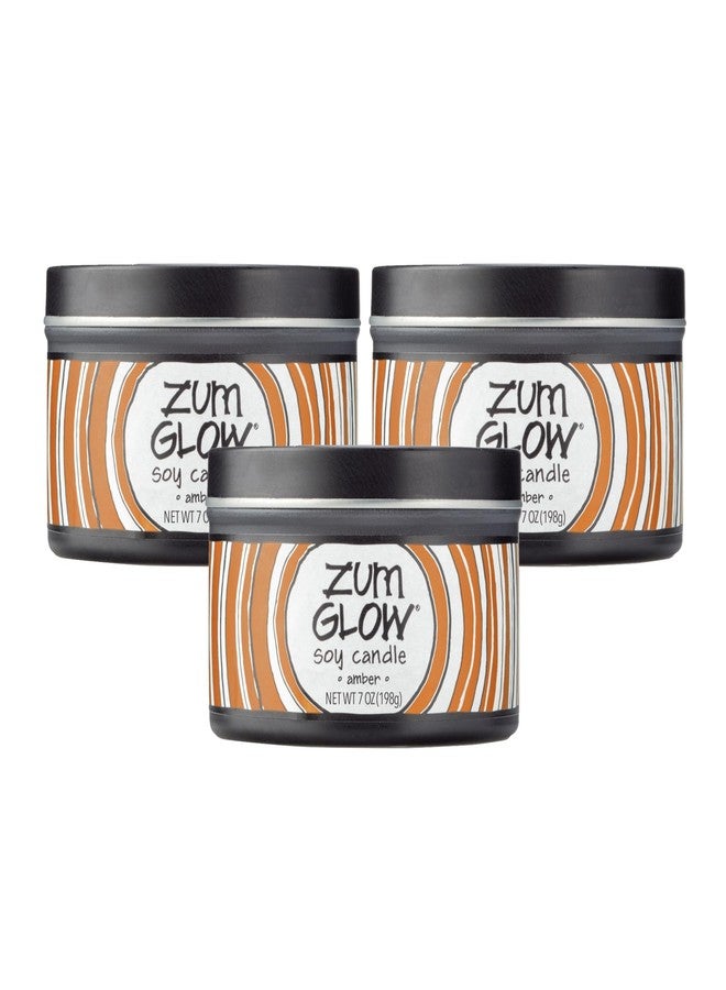 Zum Indigo Wild Glow Amber Candle - Soy Wax Candle with Lead-Free Wick - Relaxing Candles Scented with Essential Oils - Long-Lasting Scented Candles - 30-Hour Burn Time - 7 oz (Pack of 3) - Image 1
