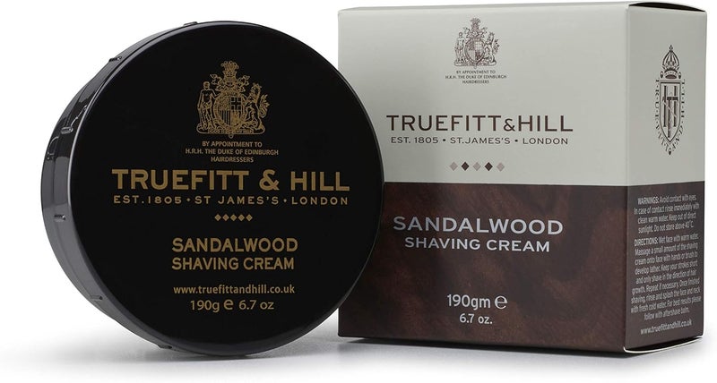 Truefitt & Hill Sandalwood Shaving Cream Bowl - Premium Glycerin-Based Lather for a Luxurious Shave - 6.7 oz - Image 1
