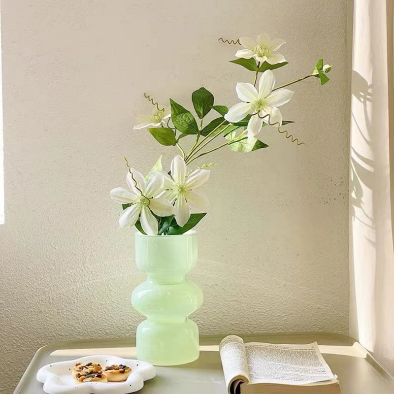 JSPYFITS Glass Hydroponic Flower Vase  7 Inches Colored Glass Bubble Vase for Flower  Three-Layer Glass Funky Vase for Home/Office/Weddings/Party Table Flower Decor (Milky Green) - Image 4